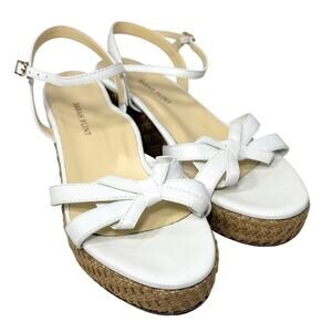 Sarah Flint Mirjana Wedge 50 White EU 42 US 11 Leather Sandal Bow Cork Heel VGUC